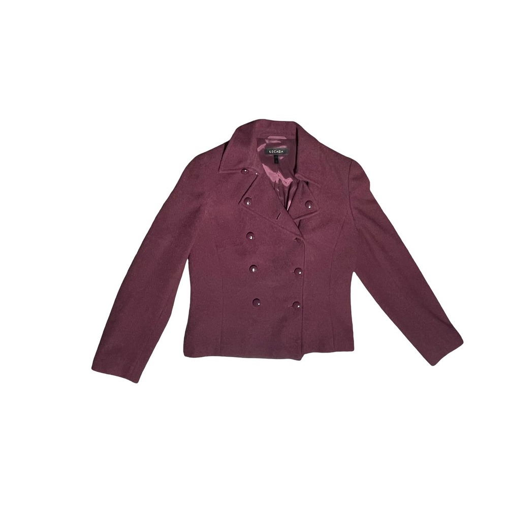 Escada Burgundy Double Breasted Jacket Made in Italy Women's Medium